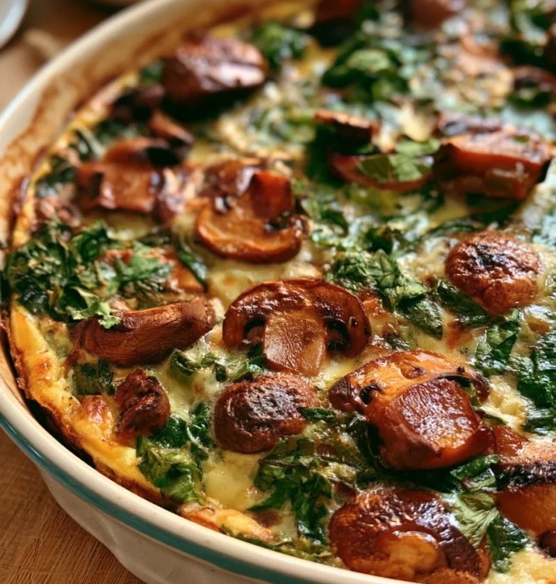 Frittata al forno con funghi e spinaci