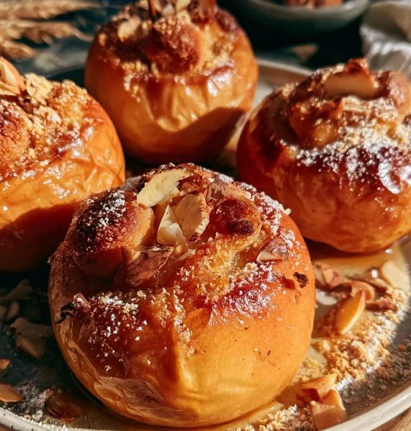 Mele al forno ripiene di amaretti e mandorle, un dolce tradizionale italiano.
