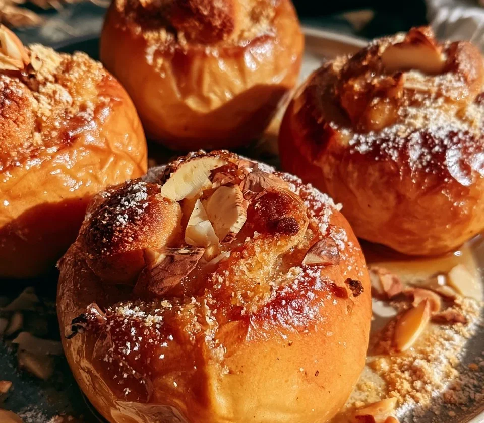 Mele al forno ripiene di amaretti e mandorle, un dolce tradizionale italiano.