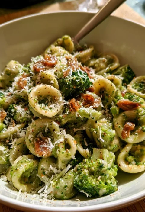 Orecchiette con broccoli e acciughe, un tipico piatto italiano