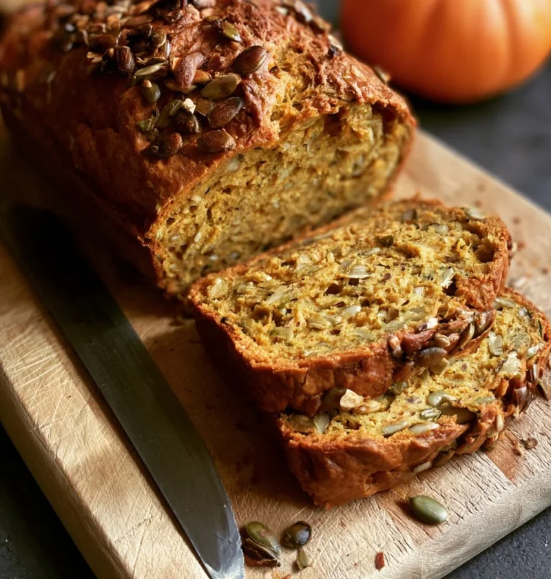 Pane alla zucca e semi appena sfornato