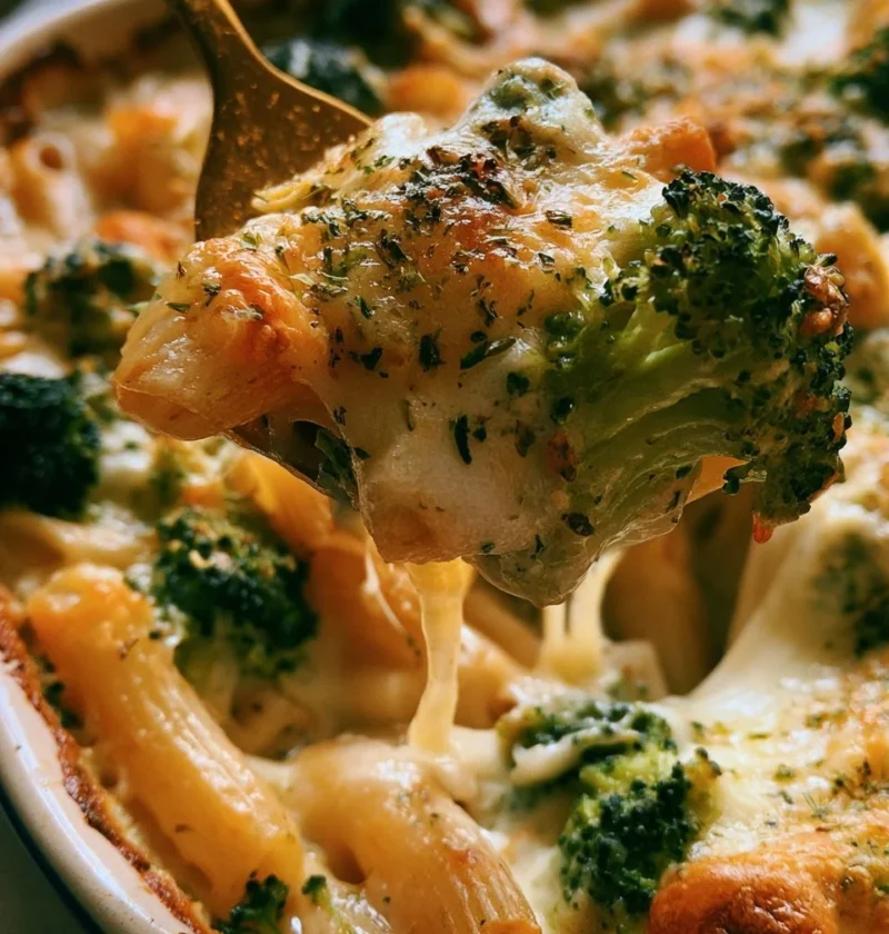 Pasta al forno con broccoli e scamorza appena sfornata