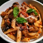 Penne con peperoni arrostiti e acciughe