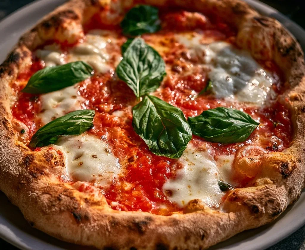 Una deliziosa Pizza Napoletana con pomodoro fresco e basilico