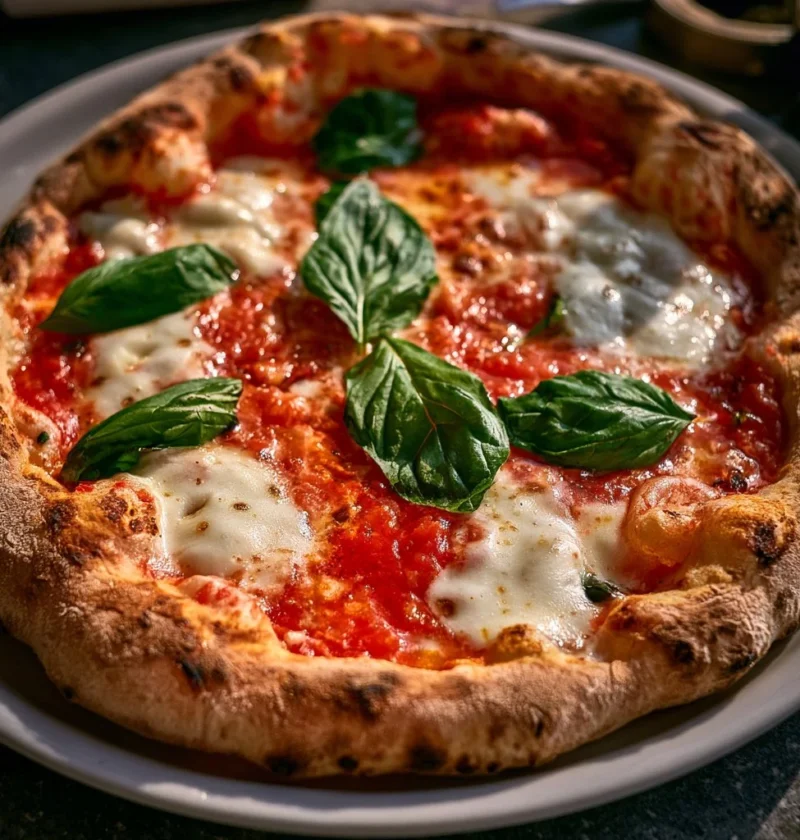 Una deliziosa Pizza Napoletana con pomodoro fresco e basilico