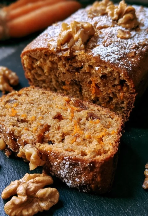 Plumcake con carote, noci e cannella, un dolce delizioso e profumato.