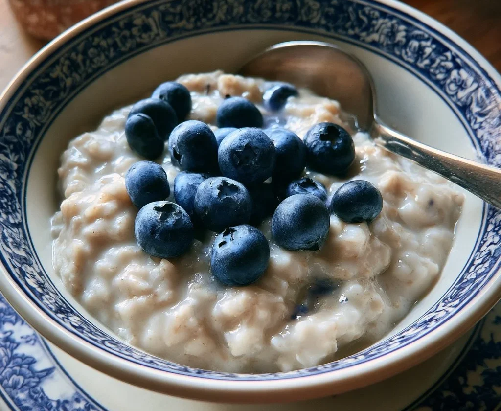 Porridge classico servito in una ciotola con frutta fresca.