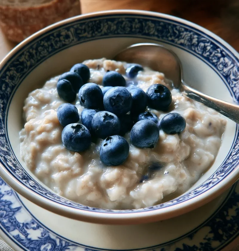 Porridge classico servito in una ciotola con frutta fresca.
