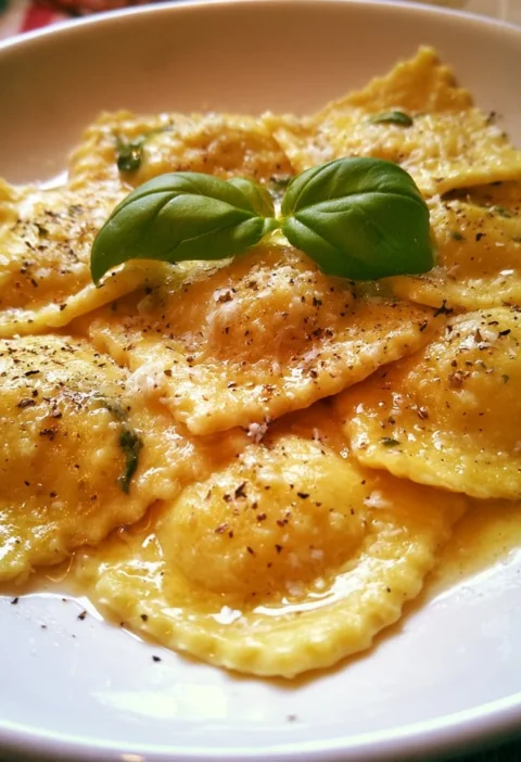 Ravioli ricotta e spinaci con salsa fresca, piatto italiano delizioso
