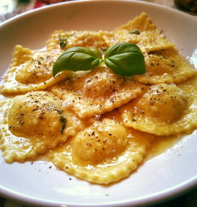 Ravioli ricotta e spinaci con salsa fresca, piatto italiano delizioso