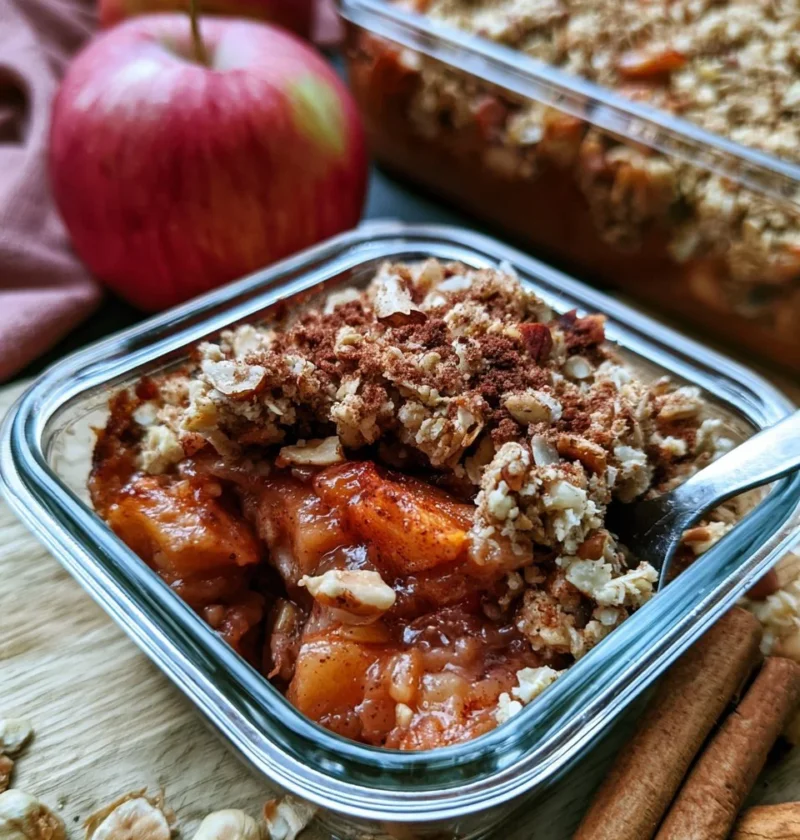 Sbriciolata di mele con nocciole e cannella su un piatto