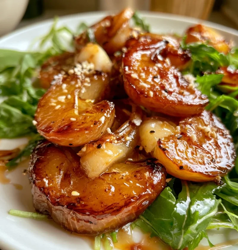 Tatin di cipolle e pere, un piatto gourmet con cipolle caramellate e pere.