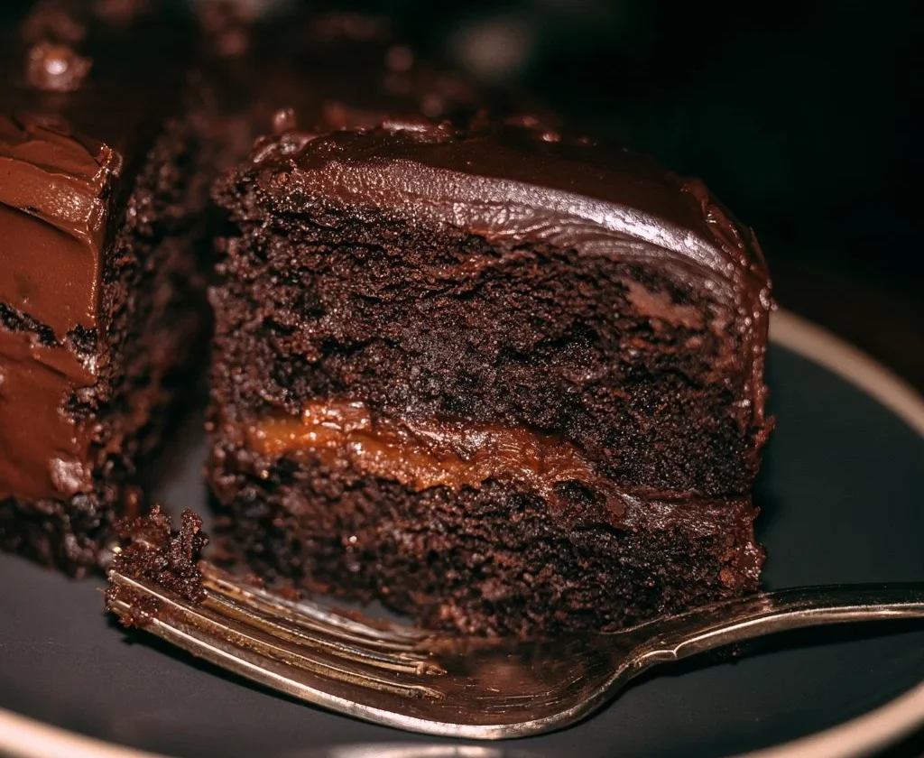 Fetta di torta al cioccolato decorata con panna