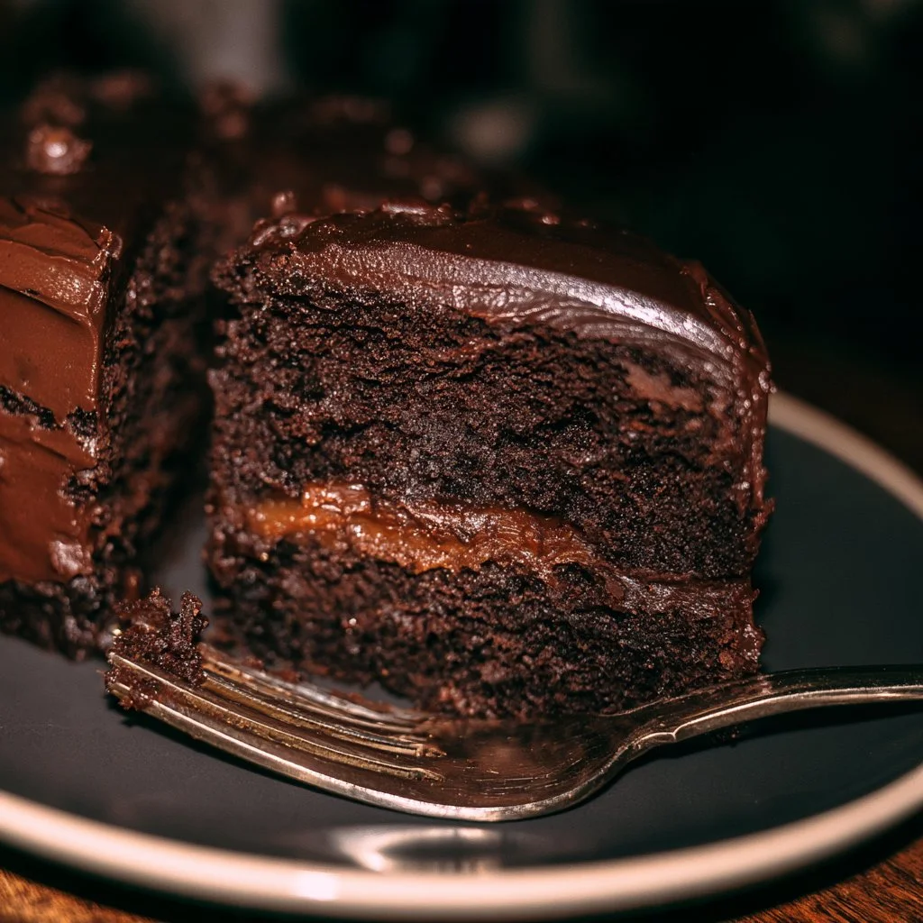 Fetta di torta al cioccolato decorata con panna