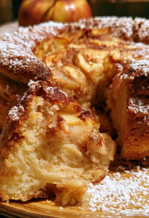 Fetta di torta di mele e cannella soffice su piatto