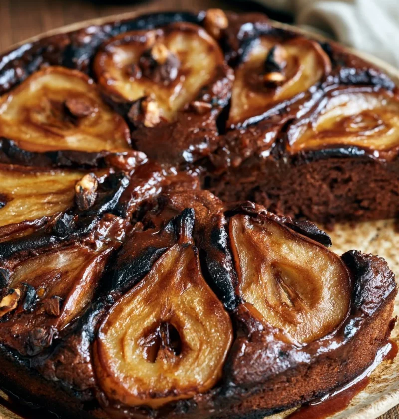 Torta pere e cioccolato fondente con decorazioni golose