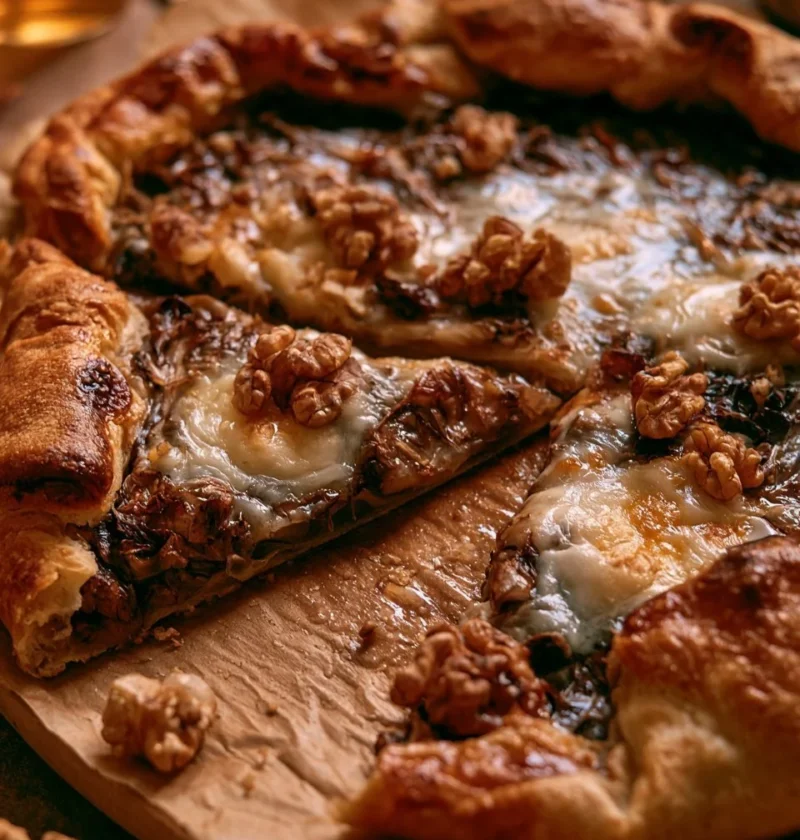 Torta salata radicchio, scamorza e noci - ricetta vegetariana