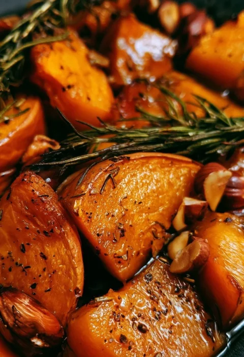 Zucca gratinata con rosmarino e nocciole, un piatto autunnale delizioso.